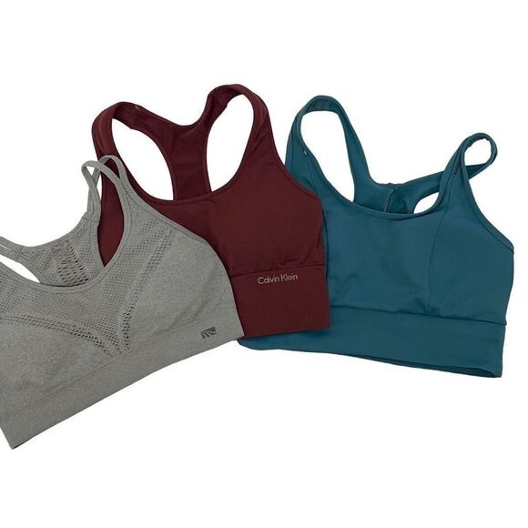 Calvin Klein Apana Marika Racerback Sports Bra Lot Of 3 Bundle Multicolor Small - Picture 1 of 5